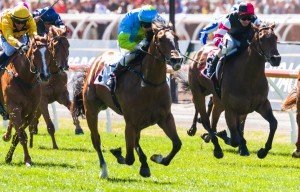 Oakleigh Girl winning the 7News Stakes at Flemington ridden by Craig Newitt and trained by Danny Bougoure - (photo by Steven Dowden/Race Horse Photos Australia)
