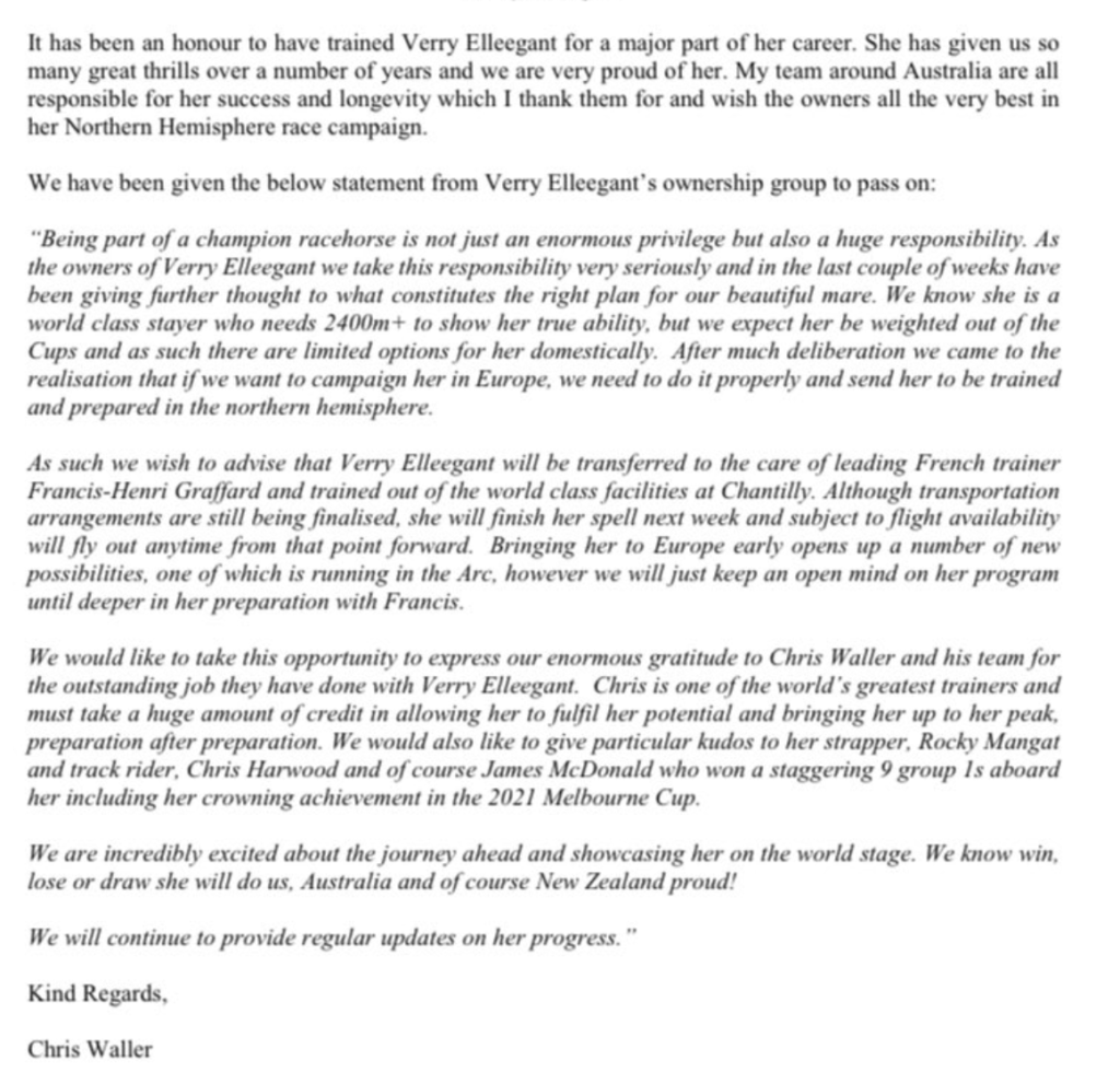 verry elleegant announcement | Just Horse Racing