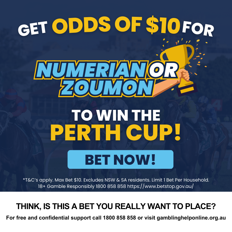 Bookmaker offering 10 Odds for Numerian or Zoumon to win Perth Cup