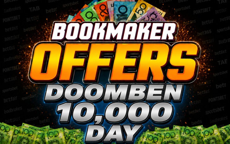 Promotional banner for a betting event with large 'OFFERS' text and cash imagery in the background.