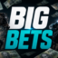 Dynamic horse racing collage with flying money and betting slips around a large 'BIG BETS' title.