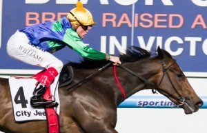 Moonee Valley Raceday | Just Horse Racing Thump winning the Gallagher Bassett/ TBV Champagne Stakes at Moonee Valley - photo by Race Horse Photos Australia