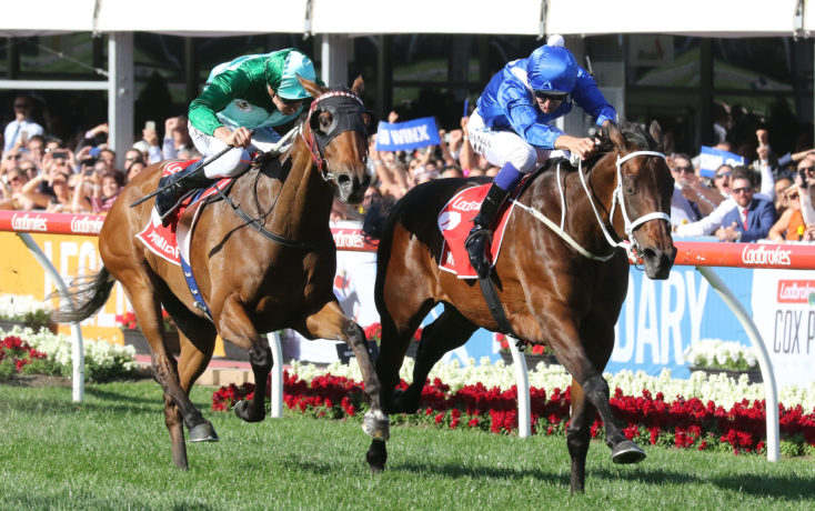 Winx winning her 3rd Cox Plate